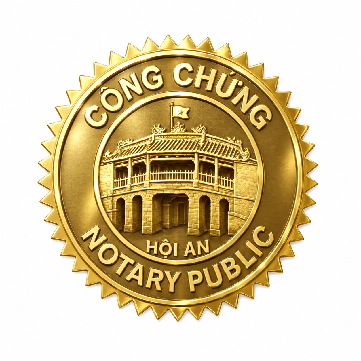 Logo vàng ánh kim Văn phòng Công chứng Hội An